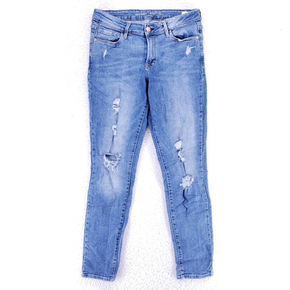 Old Navy Jeans Denim Cotton Womens SZ 8 Blue Straight Stretch VTG Mid Rise Slim